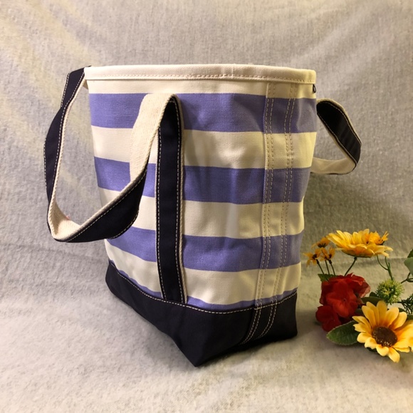 Lands' End Bags Nwot Lavender White Navy Stripe Tote Bag Poshmark